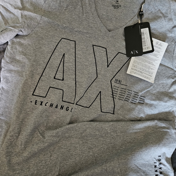 Armani Exchange Gray V-Neck T-Shirt - Picture 1 of 6